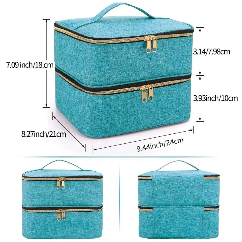 Nail polish storage device Handheld double-layer beauty storage device Handbag for girls and women Nail art, essential oil