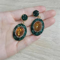 Round Colored Change Sultanite Crystal Bangle Rings Sets for Women Necklace Earring Rings Golden Green Zultanite Quartz Jewelry
