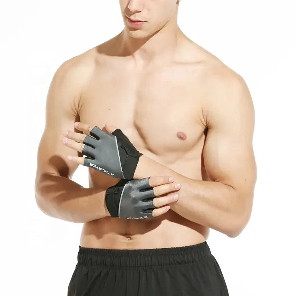 1Pair Breathable Cycling Gloves Workout Gym Gloves for Men Women Weight Lifting Fingerless Gloves Training Exercise Fitness