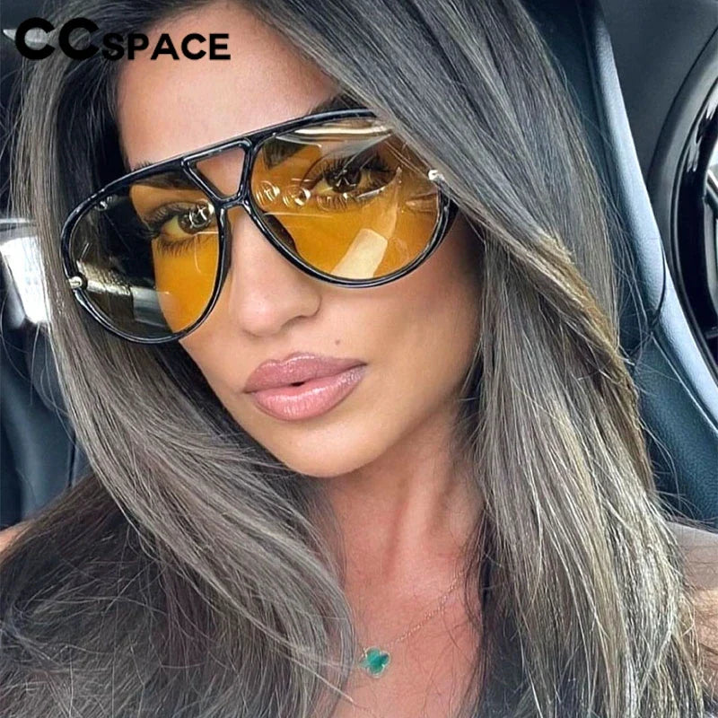 Oversized Women Sunglasses Fashion Large Size Yellow Lens Sun Glasses designer luxury 2024 UV Protection #300864