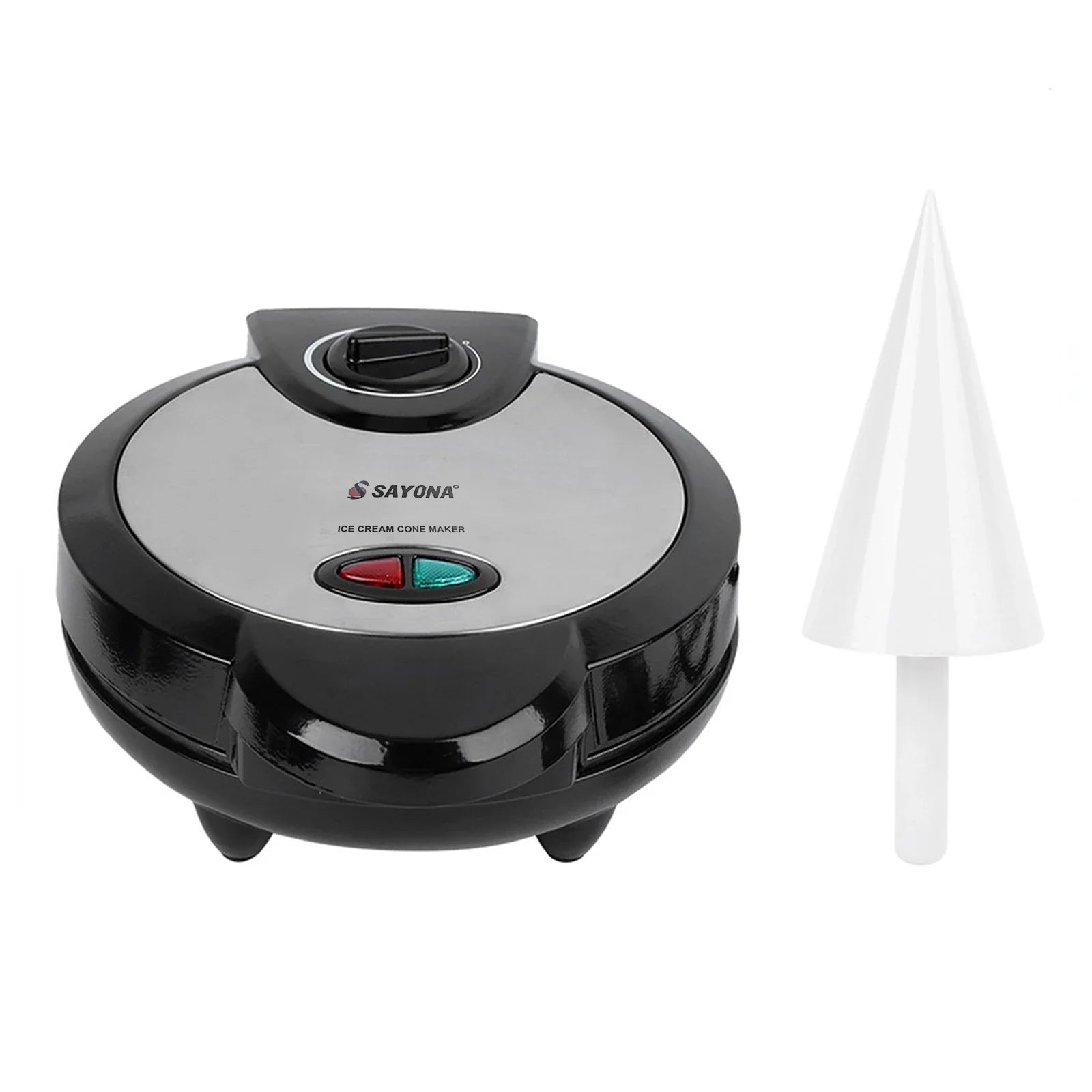 1200W Electric Ice Cream Cone Maker with Roller Waffle Cone and Bowl Maker Nonstick Waffle Baking Iron Machine Stainless Steel