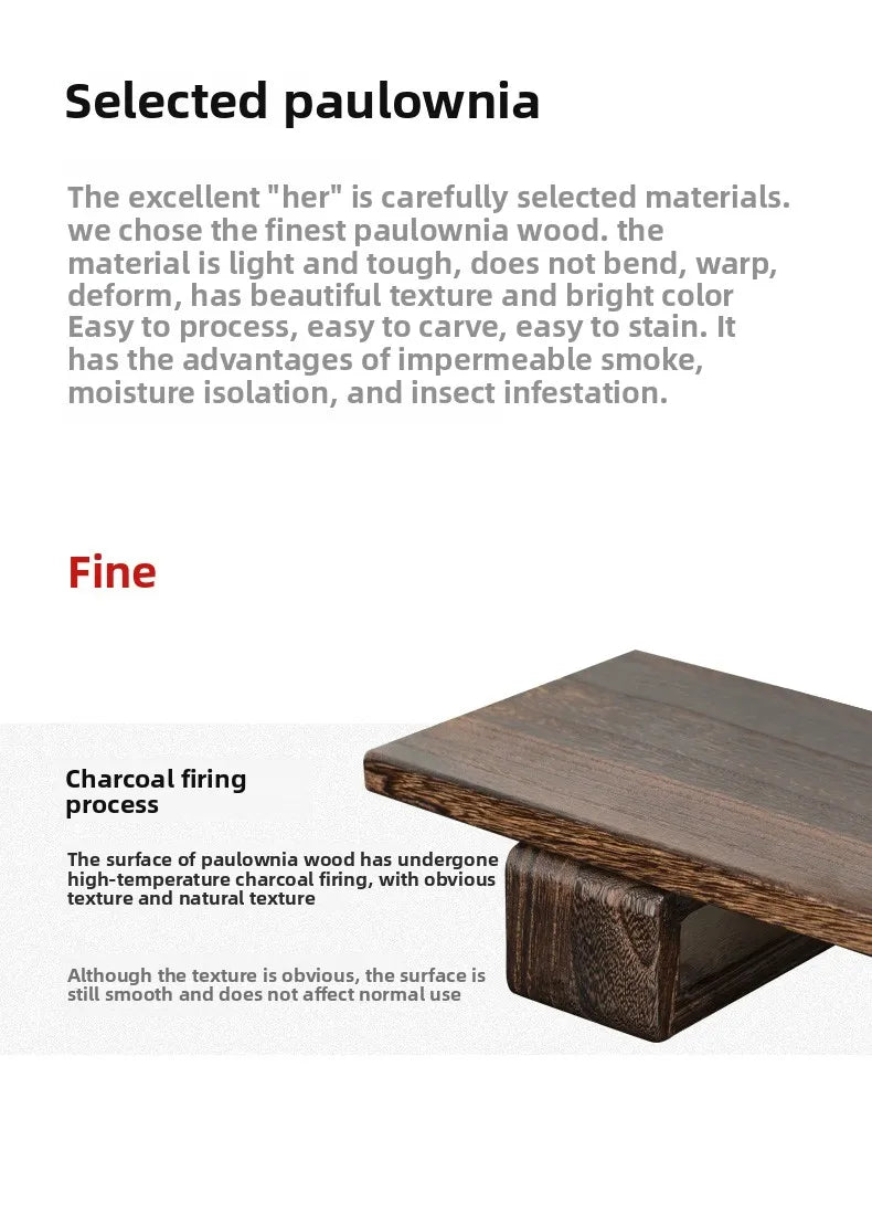 Solid Wood Monitor Stand Ergonomic Desktop Riser for Computer Screen Office Desk Organizer Natural Wooden Shelf & Laptop Stand