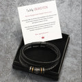 Bracelet for Son/Grandson From Parents, Stainless Steel Leather Bead Grown Up Meaningful Graduation Gifts for His Birthday 8.5"