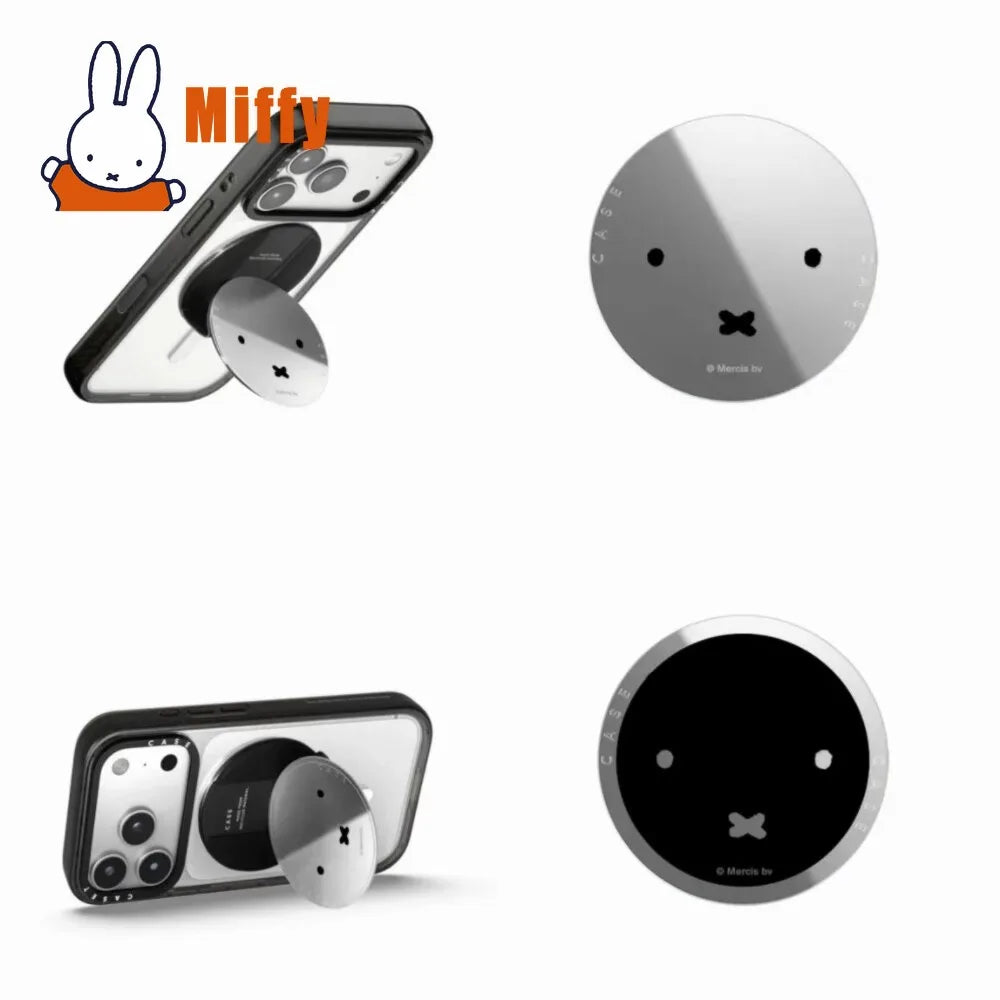 Kawaii Miffy Magnetic Phone Stand Cute Mirror Surface Foldable Portable Desk Holder Smartphone Viewing Streaming Girl Gift