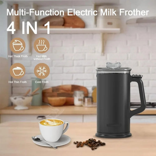110V/220V Milk Frother 4-in-1 Home Coffee Latte Maker Hot Cold Beverages  Dual Function Stainless Steel Electric Milk Frother