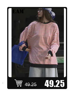 [EAM] Loose Fit Black Asymmetrical Big Size Sweatshirt New Turtleneck Long Sleeve Women Big Size Fashion Tide Spring 2026 OA869