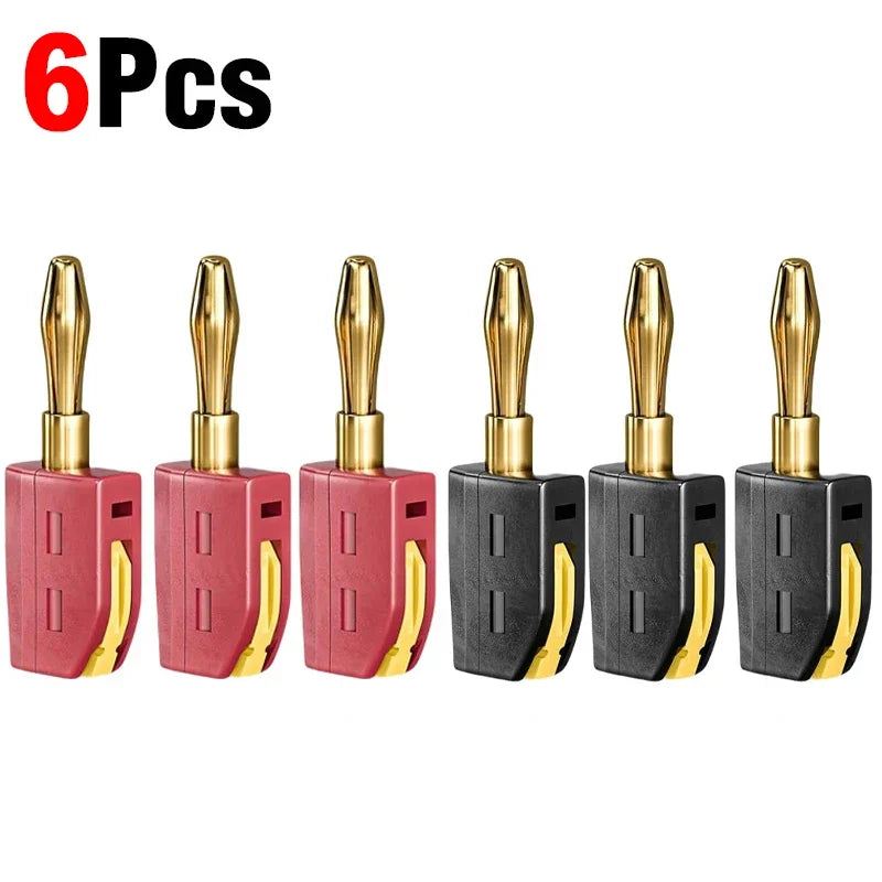 1-6PCS Portable 32A 4mm Banana Plug Solderless Quick Connect High Current Gold-Plated Connectors Audio Copper Speakers Amplifier
