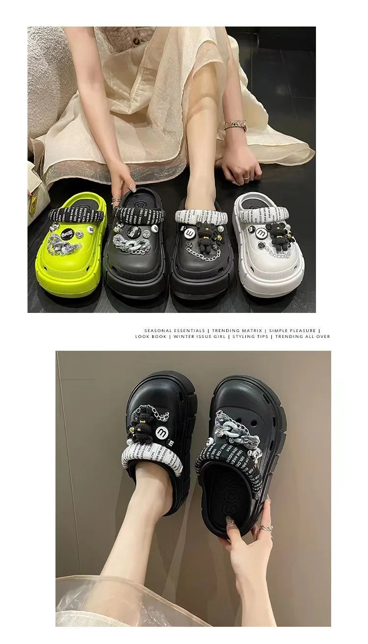 Fashion Charms Clogs New Arrival Thick Sole Outdoor Women Slippers High Quality Summer Beach Sandals For Girls