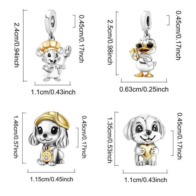 925 Sterling Silver Sunglasses Duck Puppy Cooking Mouse Bead Diy Bracelet Bangle Making Gift Of High Quality Fine Jewelry
