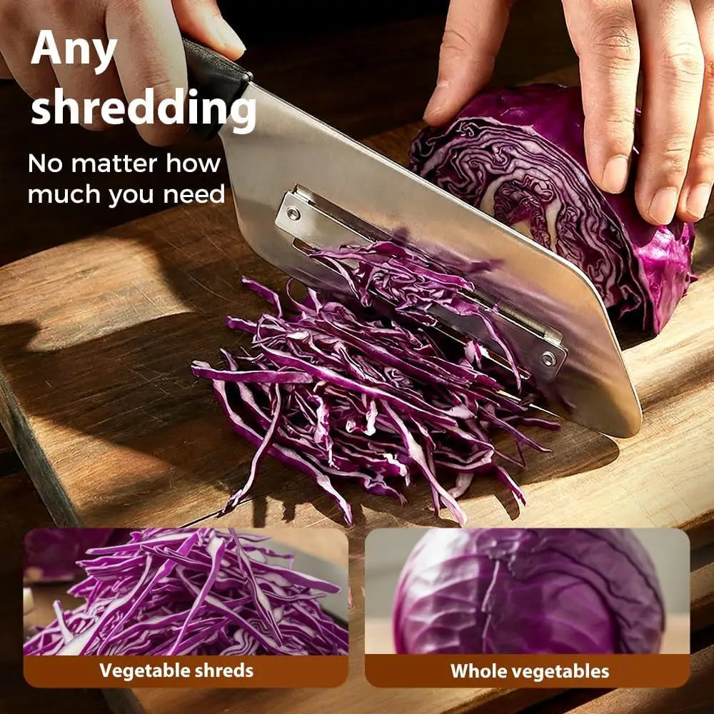 Stainless Steel Cabbage Shredder Slicer with Dual Blades, Handheld Vegetable Shredding Tool for  Salad Making Kitchen