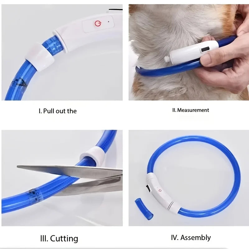 Pet Dog LED Light Collar Luminous Anti-Lost Dog Collar USB Rechargeable Dog Necklace Collar