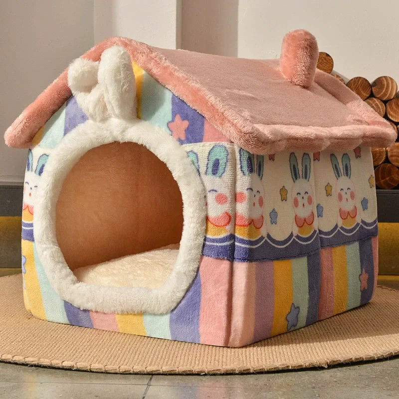 Foldable Dog House Kennel Bed Mat For Small Medium Dogs Cats Winter Warm Cat Bed Nest Pet Products Basket Pets Puppy Cave Sofa