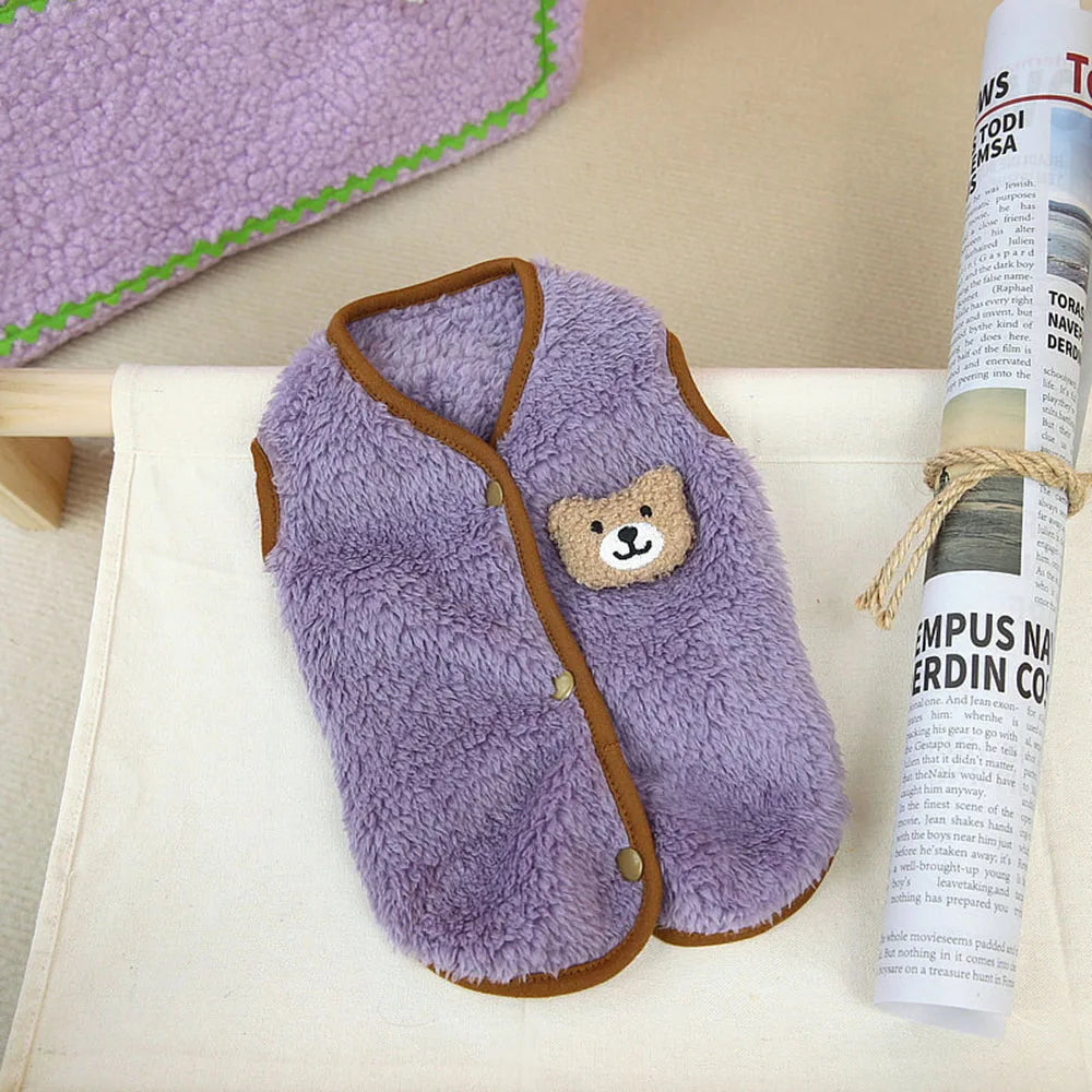 Soft Cozy Cat Clothes Kitten Cardigan Sweater Winter Warm Fleece Vest Sweatshirt for Small Dogs Puppies Jacket Coat Pet Costume