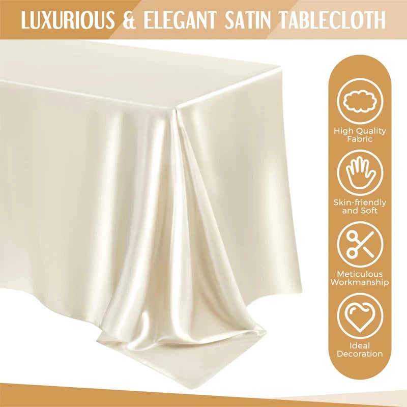 Rectangle Wedding Satin LargeTablecloth Bright Smooth Silk Table Cover Christmas Anniversary Dining Party high-end Table Decor