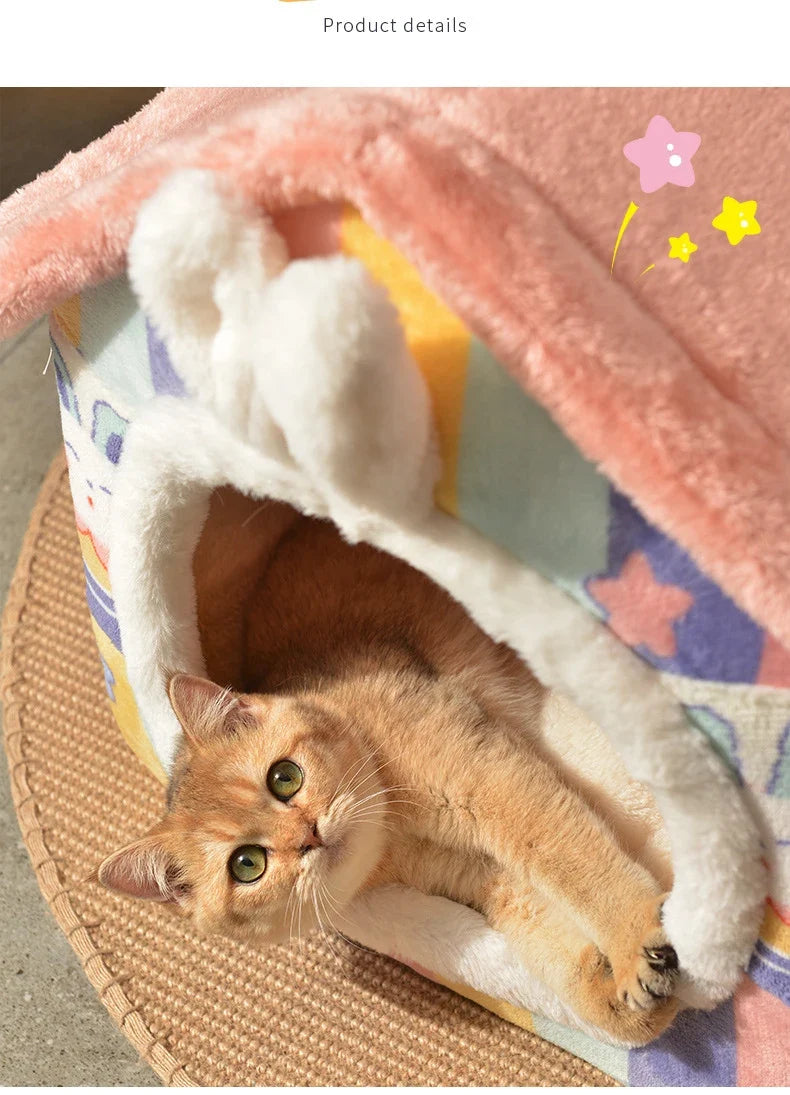 Foldable Dog House Kennel Bed Mat For Small Medium Dogs Cats Winter Warm Cat Bed Nest Pet Products Basket Pets Puppy Cave Sofa