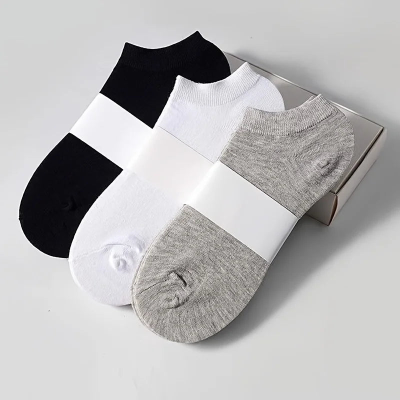 3/5/10PC Unisex Casual Plain Color Boat Socks Thin Breathable Comfy Anti Odor Sweat-absorbing Low Cut Ankle Socks For Men Women