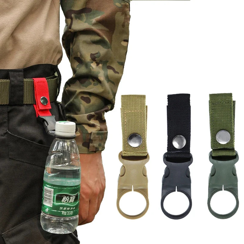 Webbing Water Bottle Holder Climbing Carabiner Belt Backpack Hanger Hooks Clip Multifunction Water Bottle Nylon Buckle Hook Clip