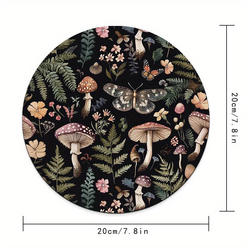 Round Forest Plant Mouse Pad Rubber Non-Slip Office Keyboard Mat Desk Pad Gamer Setup Decoration Playmat Desktops Desk Organizer