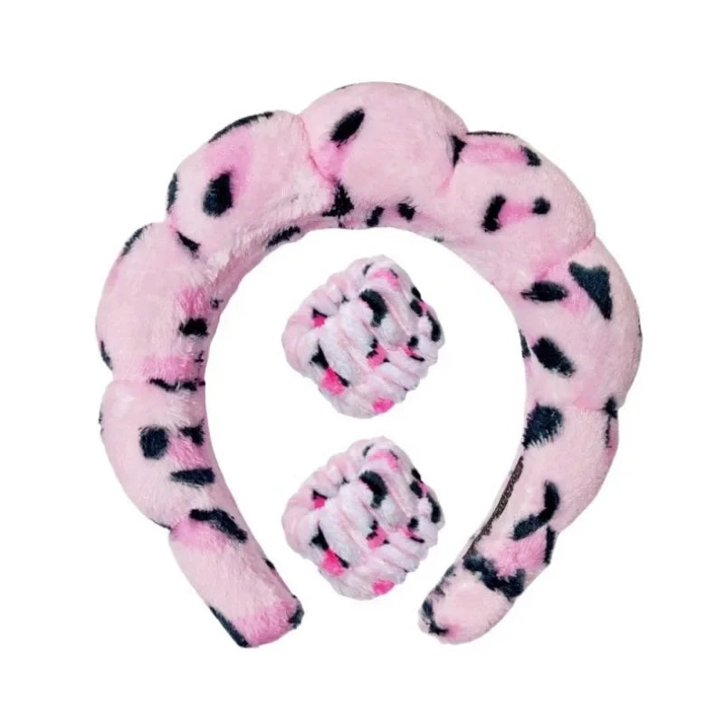 3Pcs/set Makeup Headband Puffy Sponge Spa Head Bands for Women Girls Washing Face Skincare Yoga Facial Mask Sports Hair Headband