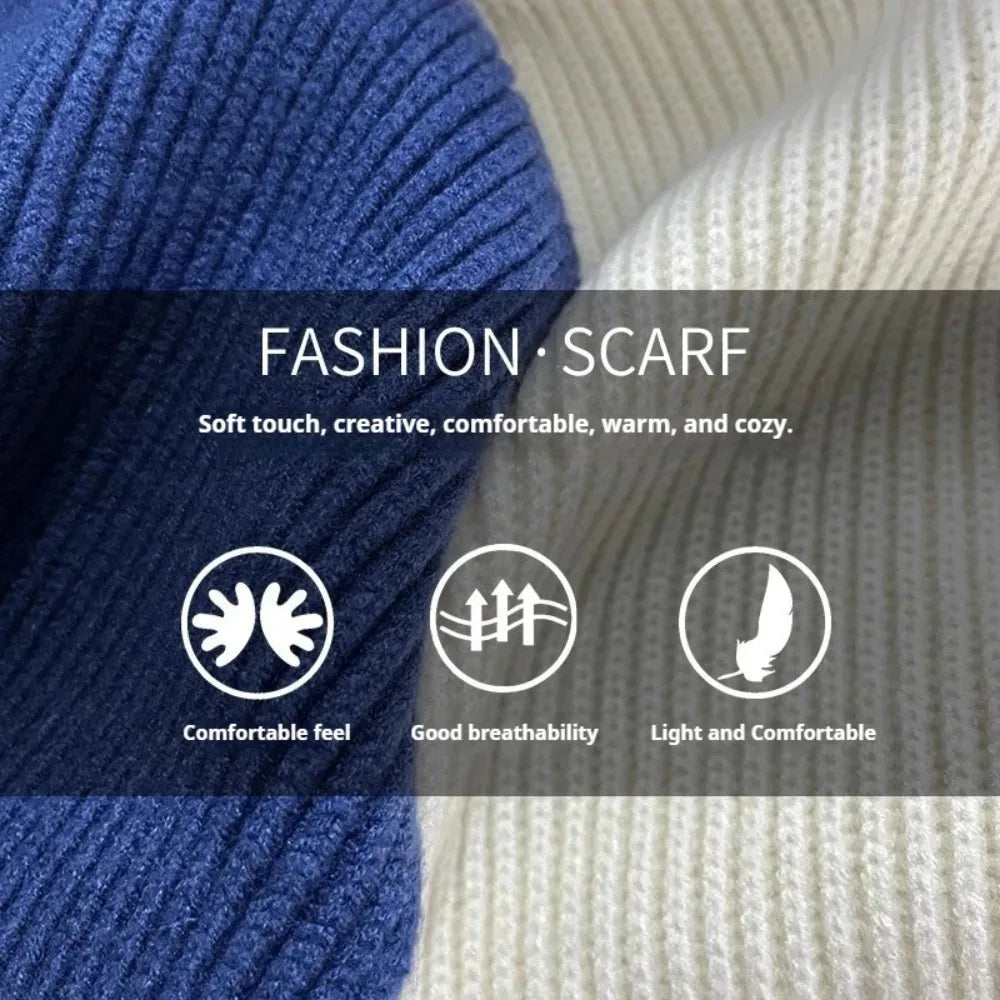Knitted Winter Scarf Woman Solid Color Hat Scarf Gloves Women's Windproof Adult Three-piece Set Fashion Women's Scarf Hat Set
