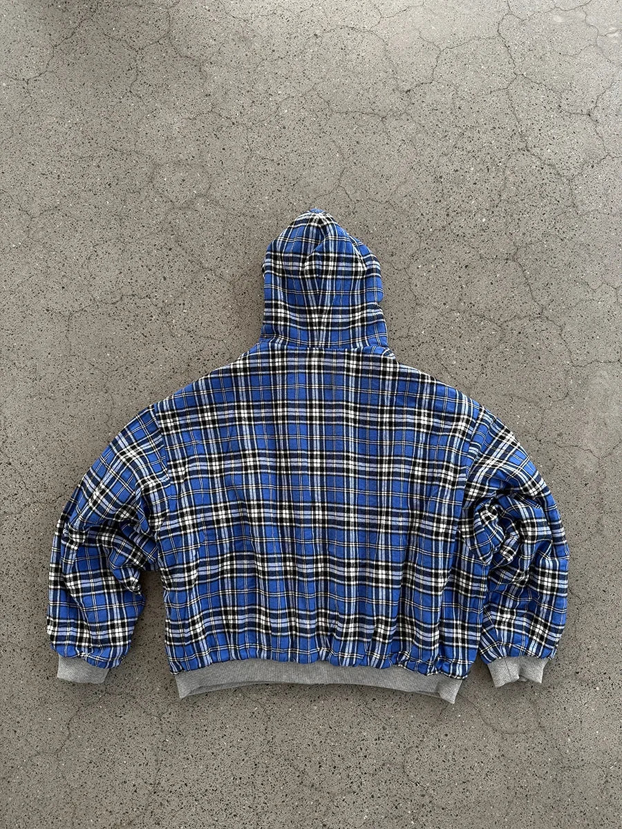 Oversized Reversible Hoodies Men Street Casual Spring Clothes Hoodie with Plaid Lining Solid Color Sweatshirt Streetwear