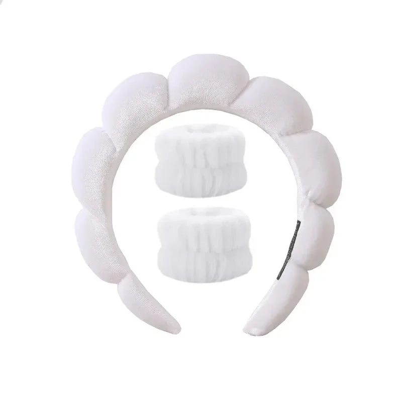 3Pcs/set Makeup Headband Puffy Sponge Spa Head Bands for Women Girls Washing Face Skincare Yoga Facial Mask Sports Hair Headband