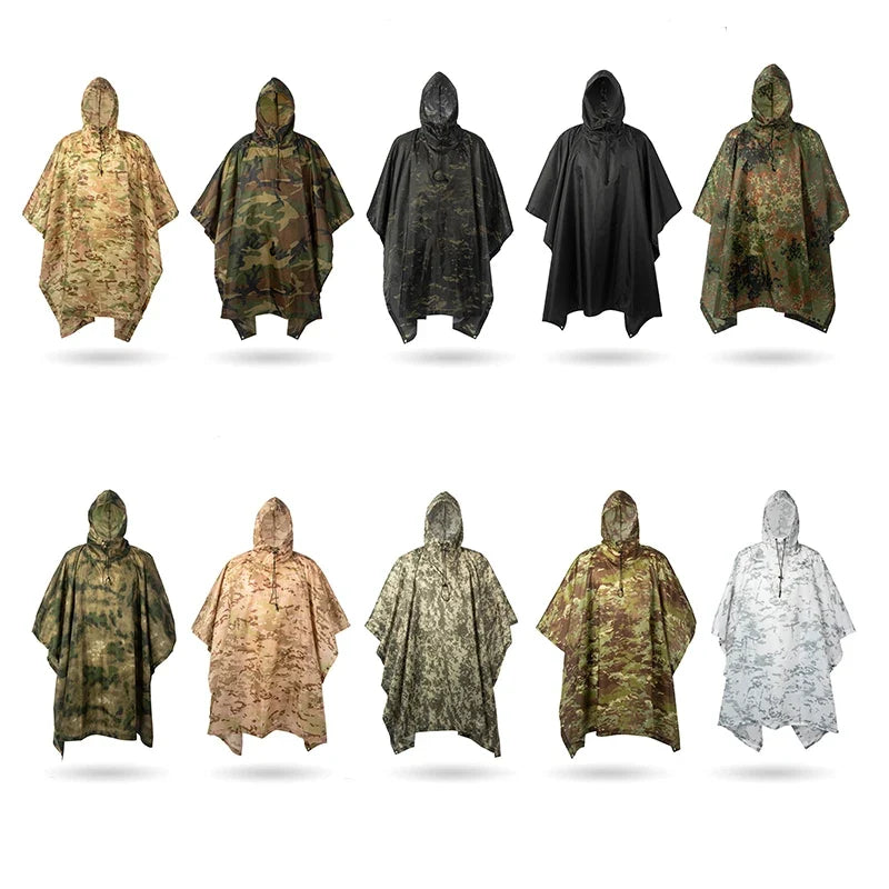 Man Military Impermeable Zipper Camo Raincoat Waterproof Rain Coat Men Raincoat Women Awning The Rain Motorcycle Rain Poncho
