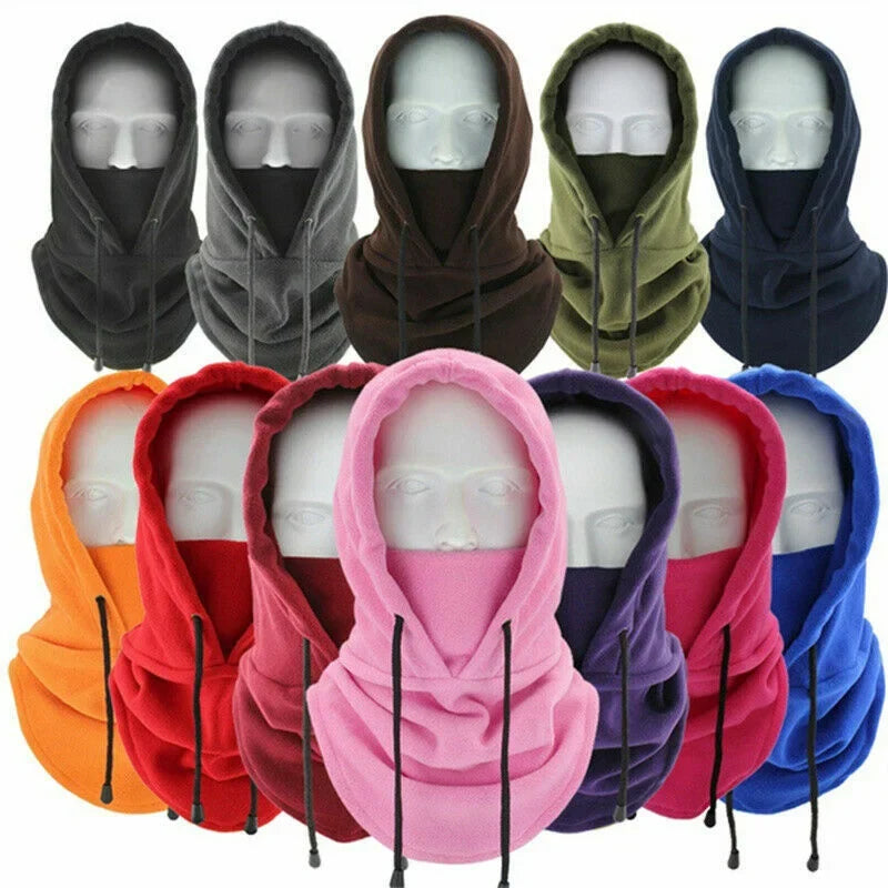 Thermal Fleece Balaclava Hat Hooded Neck Warmer Cycling Face Mask Outdoor Winter Skiing Sport Face Mask Men Cycling Masked Caps