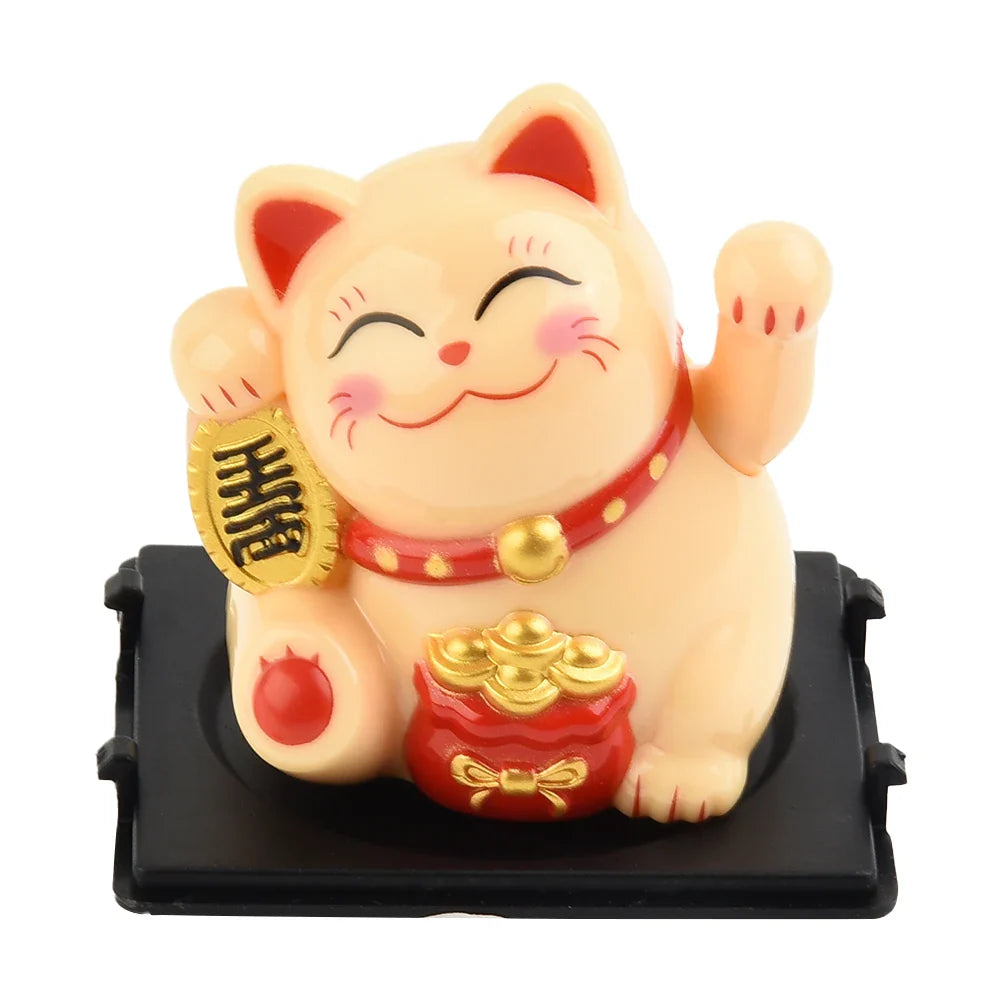 High Quality Lucky Cat Ornament Car Dashboard Decor Vehicle Accessories Automatic Waving Cartoon Decoration Interior