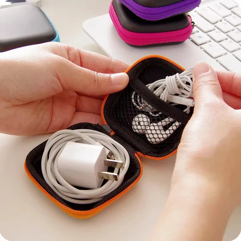 1-4pcs Portable Shockproof Headphone Case Earphone Bag Headset Storage Bag Hard Shell Earphone Accessories memory Card USB Cable