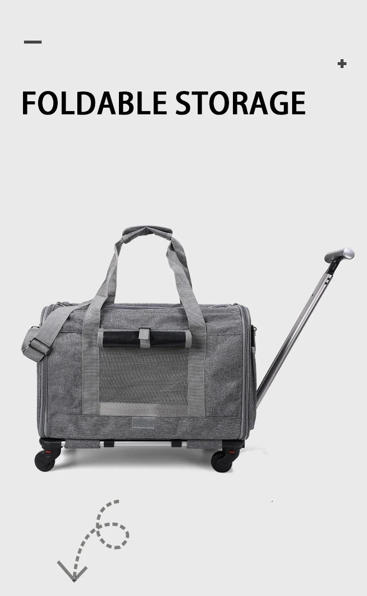 Pet Carrier with Wheels for Dogs Up To 15lbs & Cat  Airline Approved Dog Carrier Rolling Pet Carrier Foldable Pet Stroller