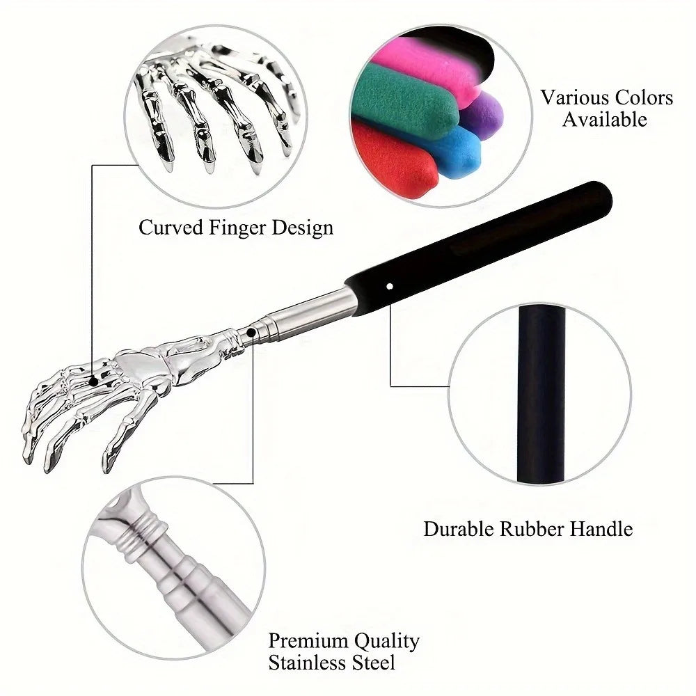 Portable Extendable Back Scratcher Stainless Steel Telescoping Back Scratcher for Both Human and Pets Extendable Back Massager