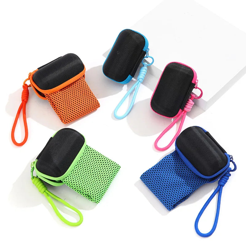Cooling Towel with Portable Capsule Case Quick Dry Instant Cooling Sports Gym Running Fitness Travel Ice Towel for Men Women