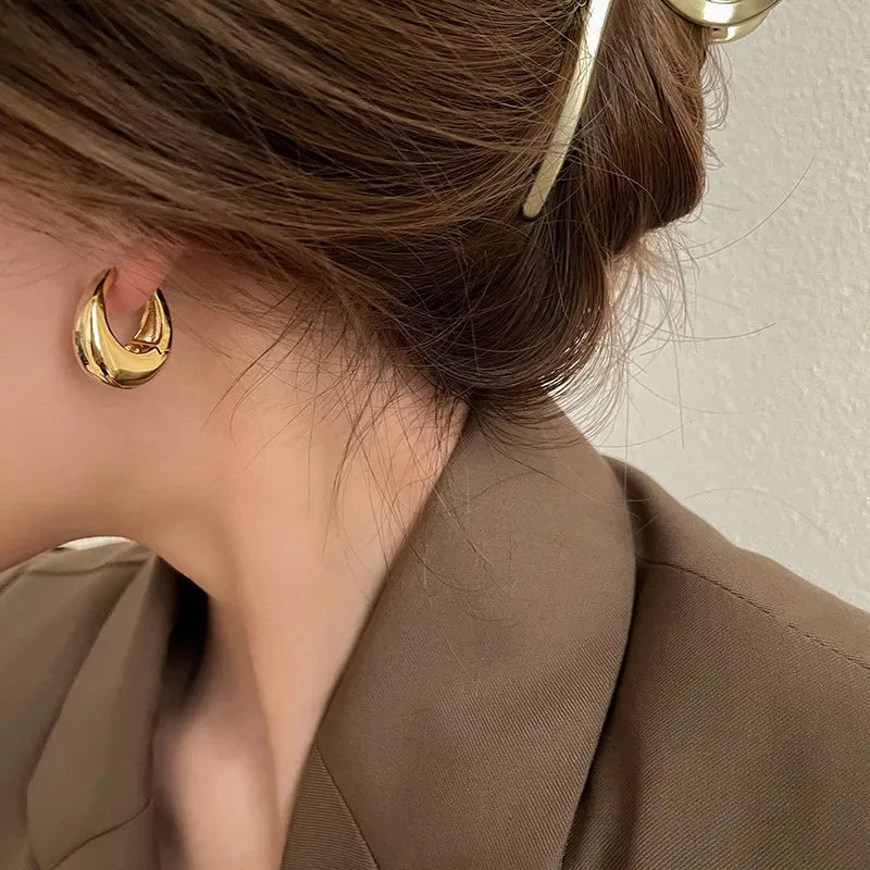 LENNIKOval Elegant Earrings, Women’s 3D Metal Design, Fit for Work/Casual Outfits, Flattering on All Faces, Perfect Gift Choice