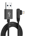 90 Degree USB Cable For iPhone 14 13 12 11 Pro Max X XR 6s 7 8 Plus 2m 3m Lead Mobile Phone Fast Charging Cord Data Charger Wire