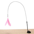 Cat Feather Bell Toy with Suction Cup Base 1 Teaser Wand 3 Replacement Feather Heads Interactive Cat Toy for All Cats