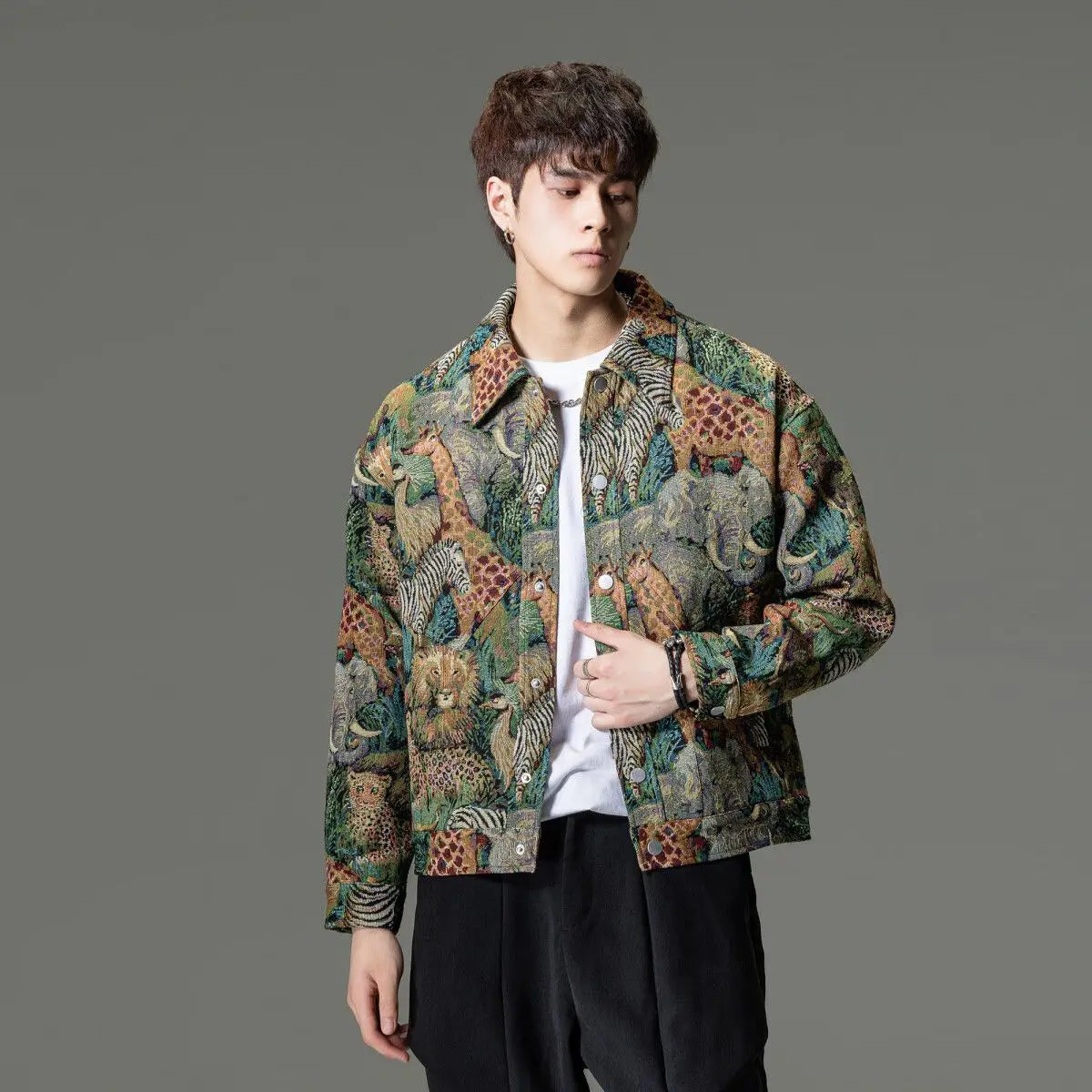 New Chinese Style Men's Clothing Trendy Casual Printed Jacket Men's Styles Domineering and Trendy Styles