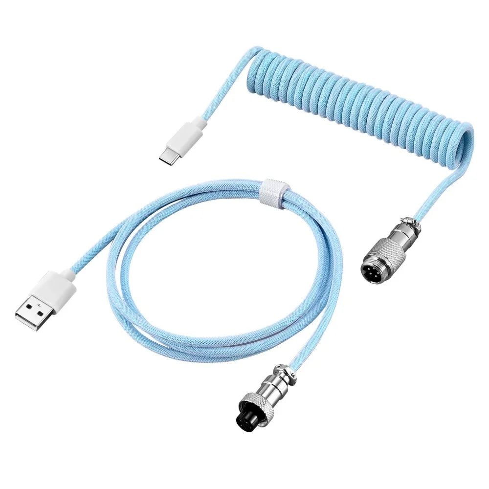 7 Colors USB Type C Mechanical Keyboard Coiled Cable USB Mechanical Keyboard Aviator Desktop PC Computer Aviation Connector Cord
