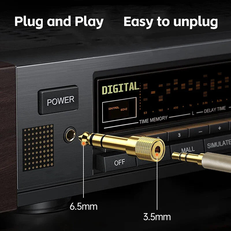 Jack 6.5 6.35mm Male Plug to 3.5mm Female Connector Gold Plating Headphone Microphone AUX Audio Plug