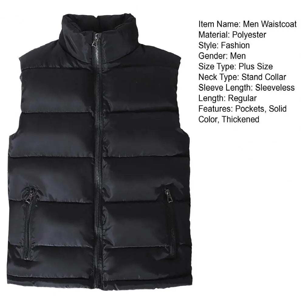 Men Vest Jacket Men Slim Fit Stand Collar Sleeveless Puffer Jackets Winter Casual Waistcoat Men Warm Coat Cold Weather Outerwear