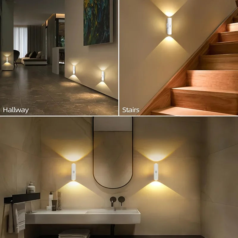 1~6Pcs Rechargeable Smart Motion Sensor Night Light LED Wall Light for Hallways Stairs Bedrooms Wardrobe Ambient Lighting