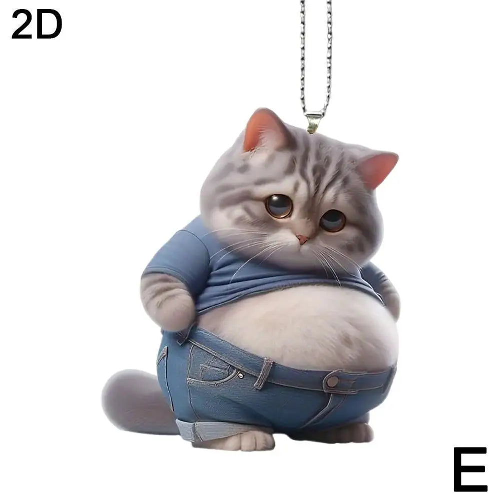 Car Cat-Shaped Pendant Realistic Animal Rearview Car Decor Interior Mirror Hanging Keychain Ornament Home Decor Accessories