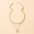 Fashionable cross-border new jewelry design round circle pendant necklace, exaggerated multi-layer versatile necklace.