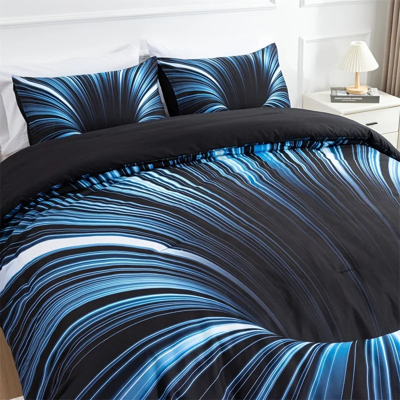 3pcs Duvet Cover Set  blue and Black 3D Bedding Cover, Men Women Adults Bedroom Decor Comfortable and soft fabric no pillow core