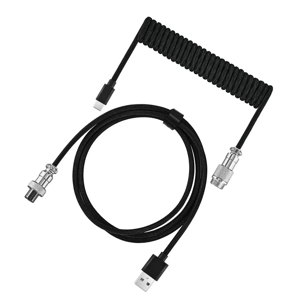 7 Colors USB Type C Mechanical Keyboard Coiled Cable USB Mechanical Keyboard Aviator Desktop PC Computer Aviation Connector Cord