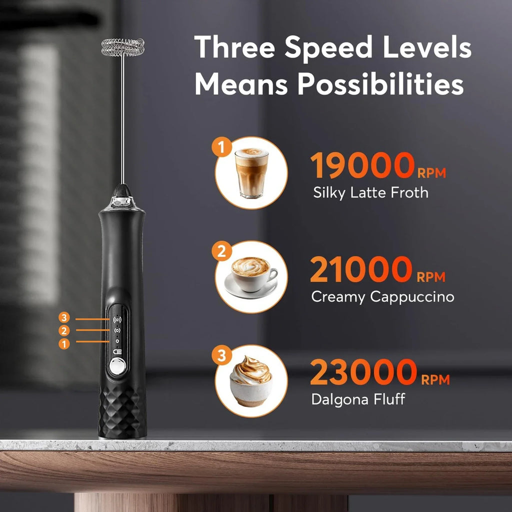 Milk Frother Wand Coffee Frother Handheld Foam Maker For Latte Rechargeable Electric Milk Frother Handheld Drink Mixer Gift Idea