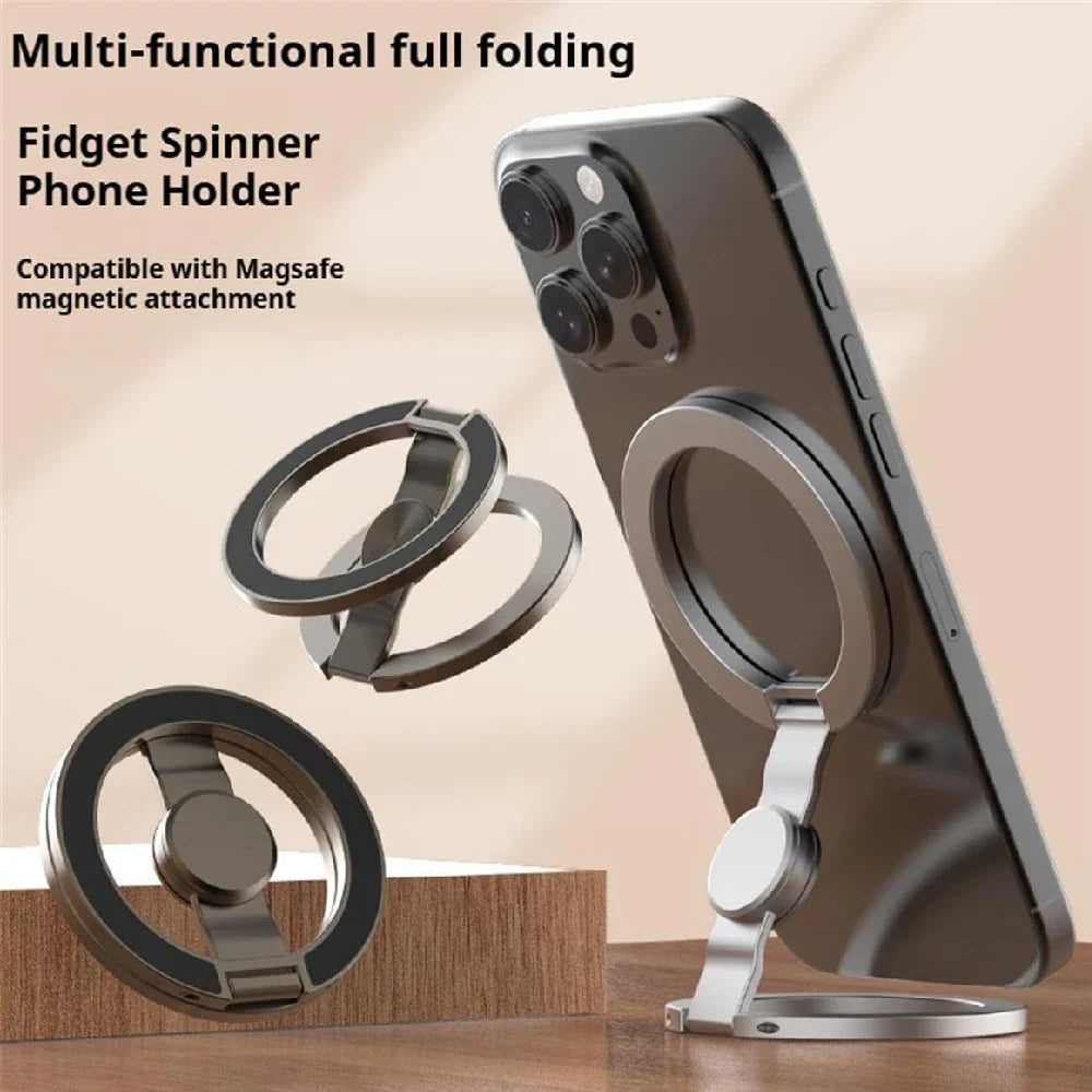 Magnetic Phone Stand 360° Rotating,3 in 1 Foldable Car & Desk Holder,Strong Magnet Grip with Fidget Spinner for OfficeTravelHome