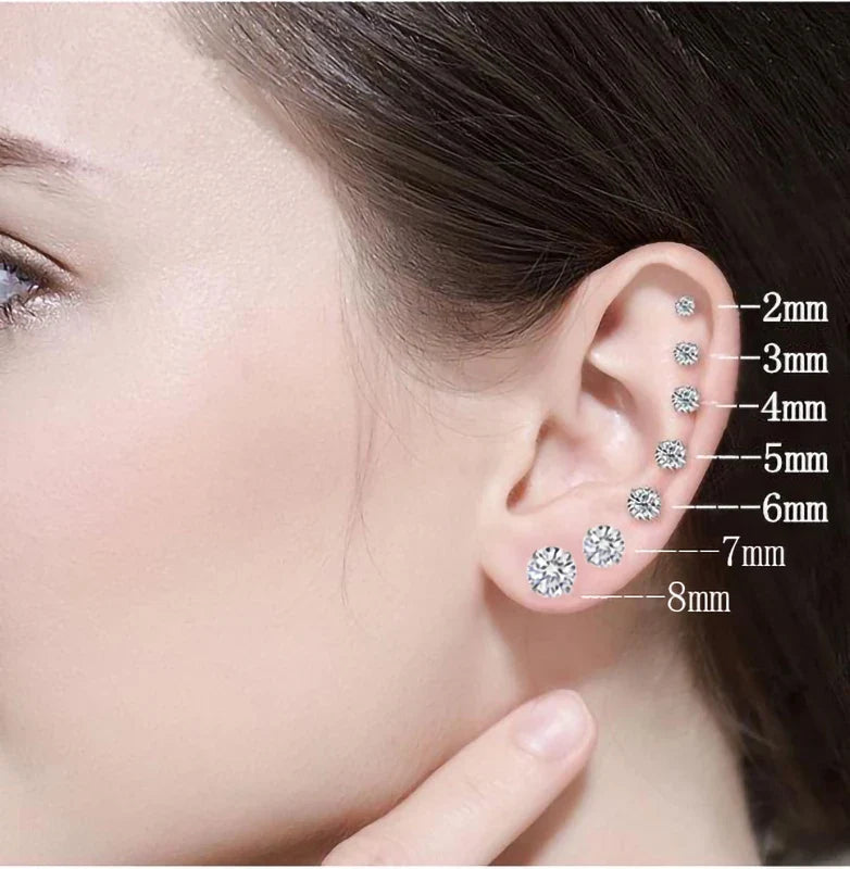 TOP 4 Color Titanium Steel Stud Earrings for Men Women CZ Zircon Screw Silver Black Rose Golden Earring Best Gift Jewelry
