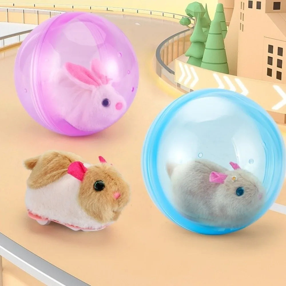 Transparent Cat Chasing Ball Built-in Plush Animal Plastic Interactive Cat Toy Realistic Rabbit Hamster Chasing Ball