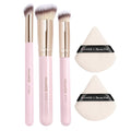 Maange 3Pcs Makeup Brushes + 2Pcs Triangle Powder Puff Set Concealer Eye Shadow Makeup Brush Blending Cosmetic Beauty Tools